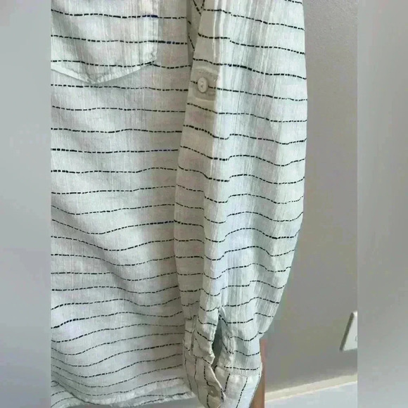 CARVE Design Organic cotton long sleeved Medium White & Gray Striped Tunic - Picture 3 of 6